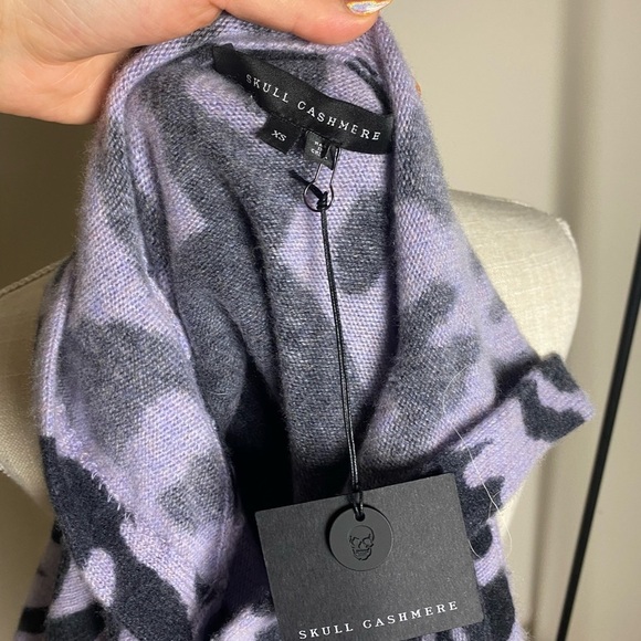 Skull Cashmere Purple & Black Carson Leopard Print Hoodie Sweater Size XS NEW - Picture 3 of 8